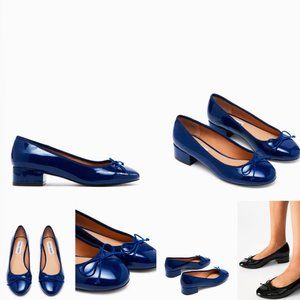 Steve Madden Cherish Navy Patent Ballet Flat Pumps